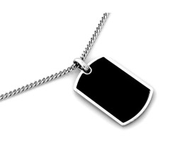 Srebrny naszyjnik 925 nieśmiertelnik męski z czarną powierzchnią