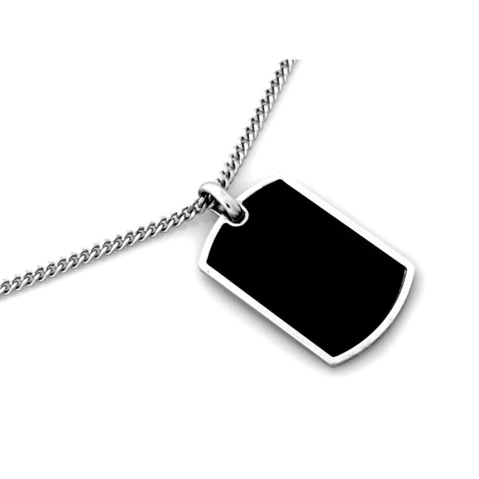 Srebrny naszyjnik 925 nieśmiertelnik męski z czarną powierzchnią