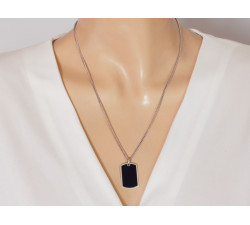 Srebrny naszyjnik 925 nieśmiertelnik męski z czarną powierzchnią