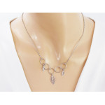 Srebrny naszyjnik 925 z obręczy i ażurowych liści na prezent