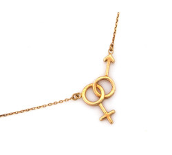 Naszyjnik pozłacany srebrny 925 z symbolem płci na łańcuszku na prezent