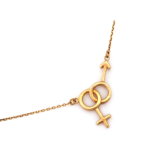 Naszyjnik pozłacany srebrny 925 z symbolem płci na łańcuszku na prezent