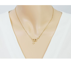 Naszyjnik pozłacany srebrny 925 z symbolem płci na łańcuszku na prezent
