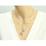 Srebrny naszyjnik 925 krawatka z wiszącymi ażurowymi kółkami na prezent