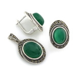 zestaw biżuterii srebrny ze stalą