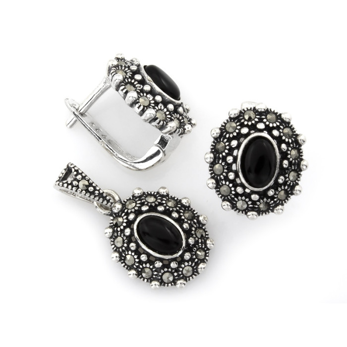 srebrny zestaw 925 ze stalą