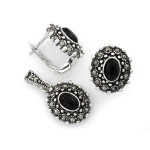 srebrny zestaw 925 ze stalą