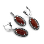 srebrny zestaw 925 ze stalą