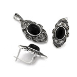 komplet stalowy ze srebrem