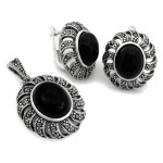 srebrny zestaw 925 ze stalą