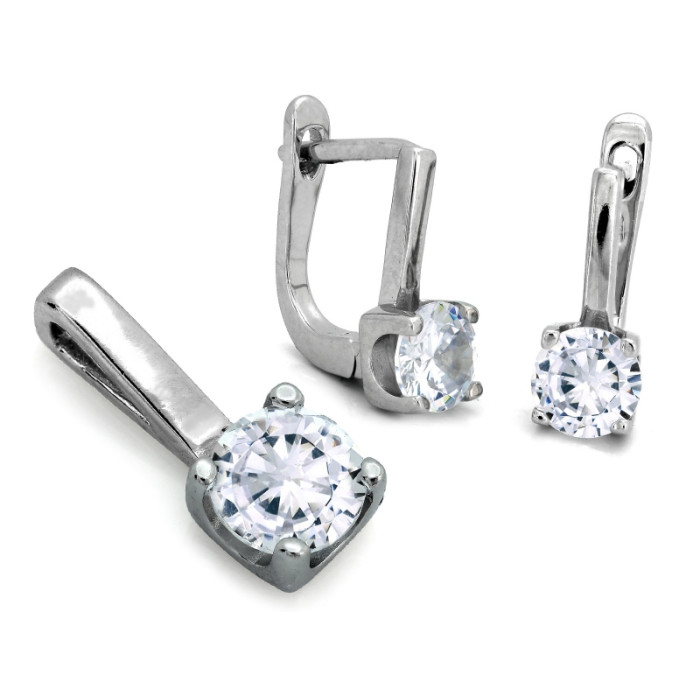 srebrny komplet ze stalą