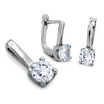 srebrny komplet ze stalą