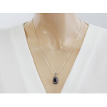 Kolczyki i zawieszka srebrne 925 z markazytami i czarnym kamieniem wyjątkowy komplet