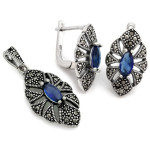 srebrny zestaw 925 ze stalą