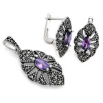 srebrny komplet ze stalą