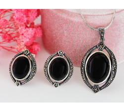 komplet stalowy ze srebrem