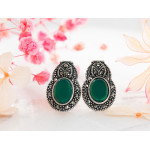 Kolczyki srebrne 925 z markazytami i zielonym kamieniami