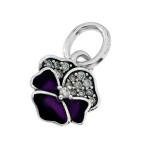 Zawieszka srebrna z cyrkoniami z fioletową emalią
