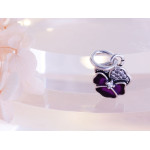 Zawieszka srebrna z cyrkoniami z fioletową emalią