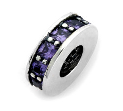 Srebrny charms delikatny subtelny z fioletowymi cyrkoniami 