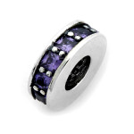 Srebrny charms delikatny subtelny z fioletowymi cyrkoniami 