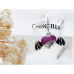 Wisiorek srebrny do bransoletki emaliowane serce ze skrzydłami