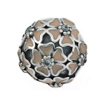 Zawieszka srebrny charms beads do bransoletki z emaliowanymi kwiatkami