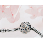 Zawieszka srebrny charms beads do bransoletki z emaliowanymi kwiatkami