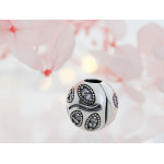 Srebrny charms kulka na bransoletkę listki gałązka z cyrkoniami 