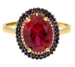 Pierścionek złoty 585 markiza z rubinem i cyrkoniami na prezent