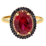 Pierścionek złoty 585 markiza z rubinem i cyrkoniami na prezent