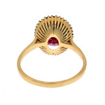 Pierścionek złoty 585 markiza z rubinem i cyrkoniami na prezent