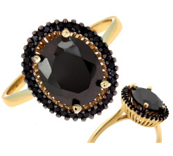 Pierścionek złoty 585 markiza zdobiona kamieniami na prezent