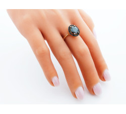 Pierścionek złoty 585 markiza zdobiona kamieniami na prezent