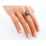 Pierścionek złoty 585 markiza zdobiona kamieniami na prezent