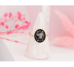 Pierścionek złoty 585 markiza zdobiona kamieniami na prezent