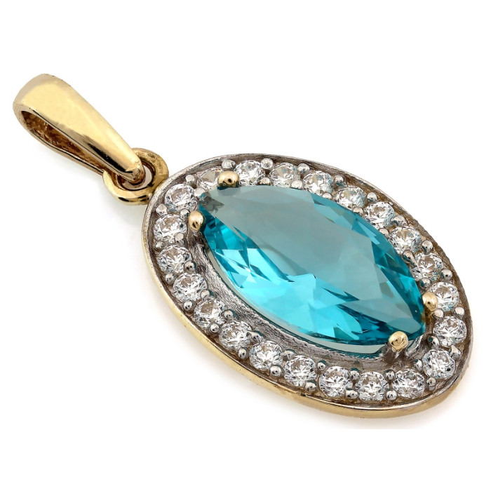 Przywieszka damska na elegancko złoto 14KT kamienie topaz i cyrkonie
