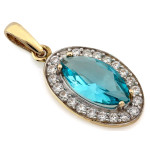 Przywieszka damska na elegancko złoto 14KT kamienie topaz i cyrkonie