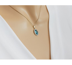 Przywieszka damska na elegancko złoto 14KT kamienie topaz i cyrkonie
