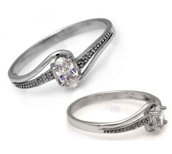 Pierścionek zaręczynowy 585 z białego złota z cyrkonią na prezent
