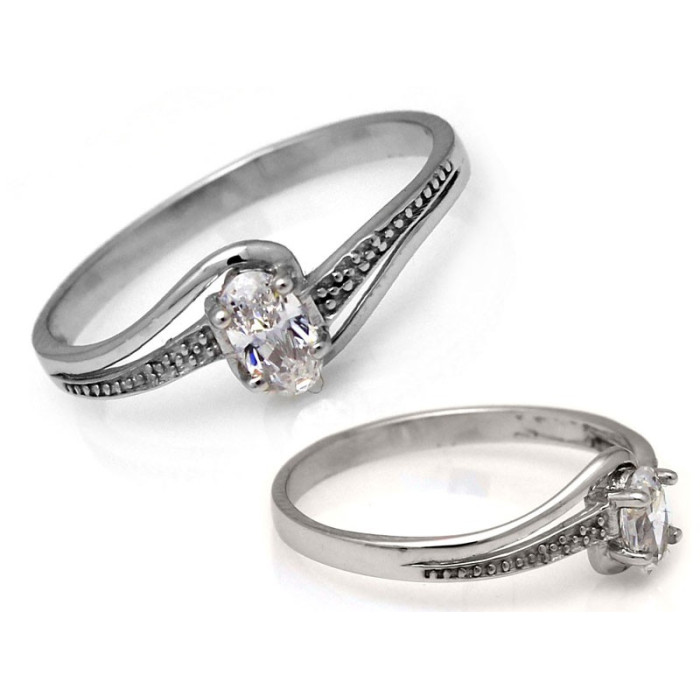 Pierścionek zaręczynowy 585 z białego złota z cyrkonią na prezent