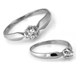 Pierścionek z białego złota 585 delikatny z cyrkonią na prezent