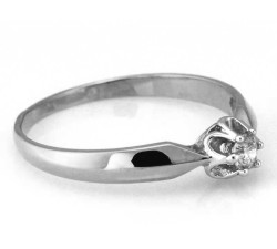 Pierścionek z białego złota 585 delikatny z cyrkonią na prezent