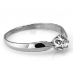 Pierścionek z białego złota 585 delikatny z cyrkonią na prezent