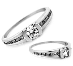 Subtelny pierścionek na zaręczyny 585 z białego złota i cyrkonią