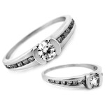 Subtelny pierścionek na zaręczyny 585 z białego złota i cyrkonią