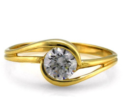 Pierścionek złoty 585 ozdobiony z cyrkonią białą na zaręczyny