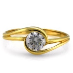 Pierścionek złoty 585 ozdobiony z cyrkonią białą na zaręczyny