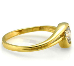 Pierścionek złoty 585 ozdobiony z cyrkonią białą na zaręczyny