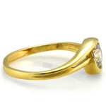 Pierścionek złoty 585 ozdobiony z cyrkonią białą na zaręczyny